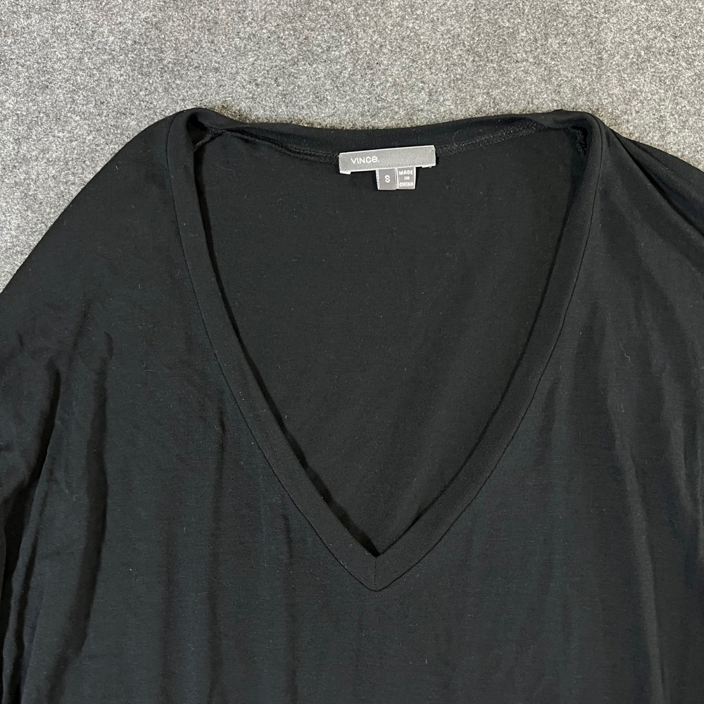Vince Black Micromodal V-Neck Dolman Sleeve Top Small Minimalist Designer - Picture 8 of 12